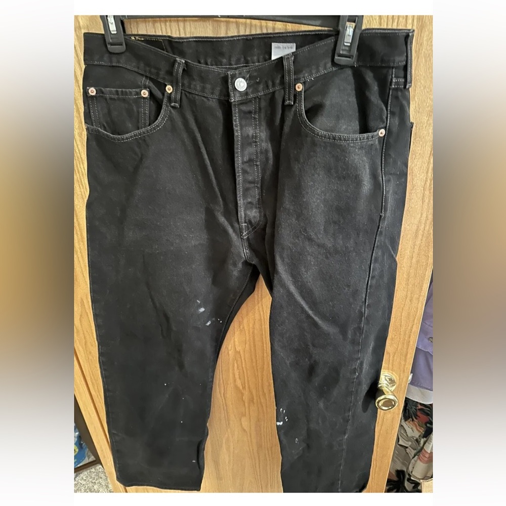 Levi’s 501® ORIGINAL FIT MEN'S JEANS 38X30 Black Button Fly (stained detail)